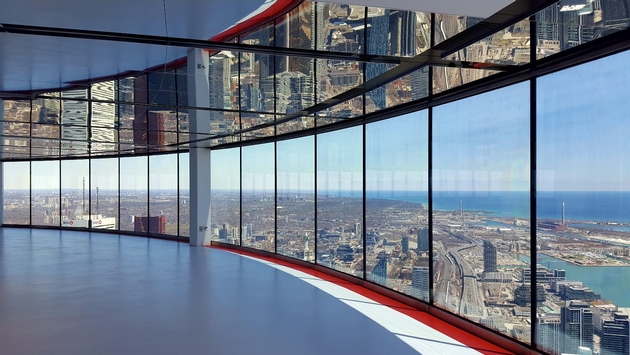 A view of Toronto through CN Tower's new 'Window Walls